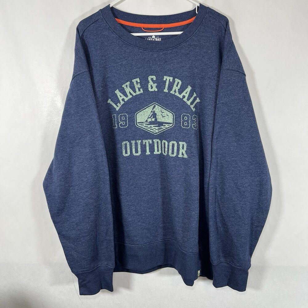 Lake & Trail Crewneck Sweatshirt Mens Size 3XL Navy Blue Fleece Pullover EUC